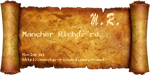 Mancher Richárd névjegykártya